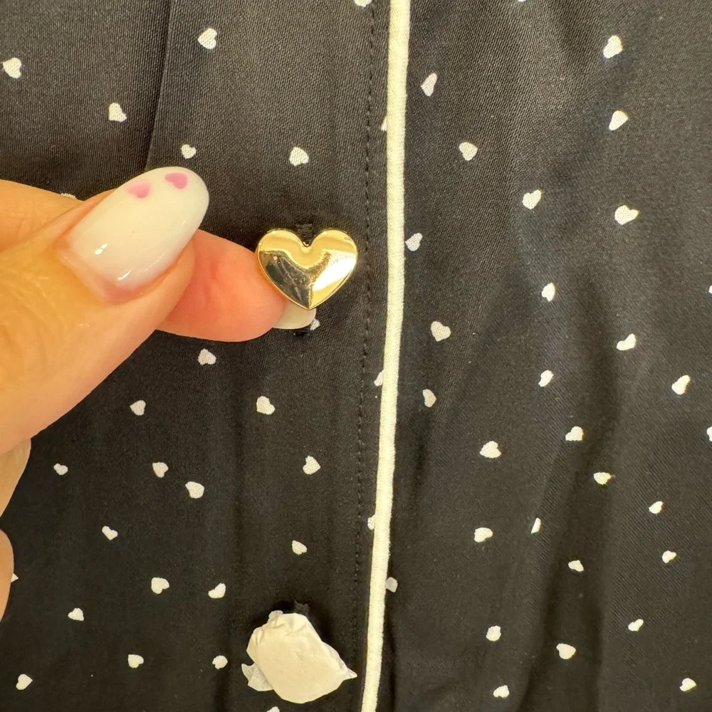 ⭐️& Other Stories all in one satin heart print pajamas XS/S NWT - Picture 5 of 7